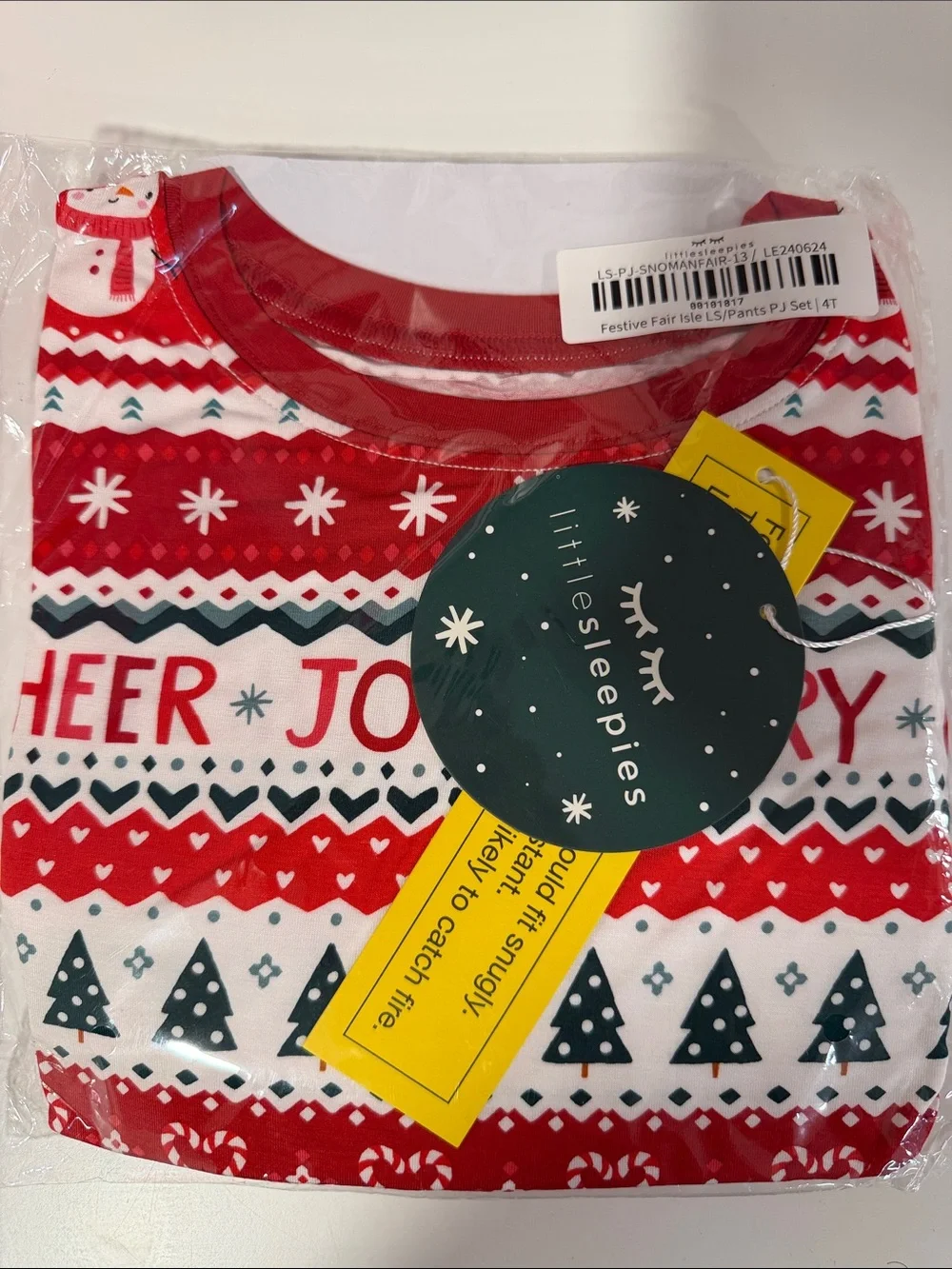 Little Sleepies Red & White Fair Isle Holiday Kids Pajama Set